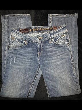 Rock Revival Women's Faded Blue Embellished Jeans